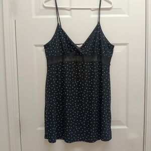 Vintage California Dynasty Babydoll Slip Chemise Whimsygoth Polkadot Black Large
